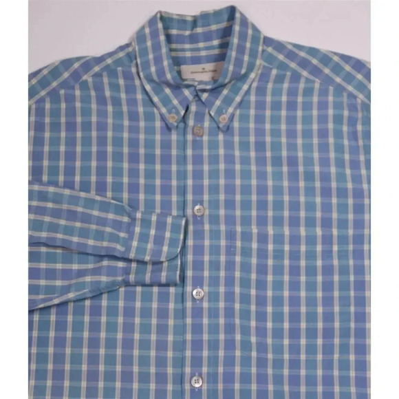 Ermenegildo Zegna Sky Blue/Aqua Checkered Cotton Dress-Casual Shirt~ M - Picture 1 of 6